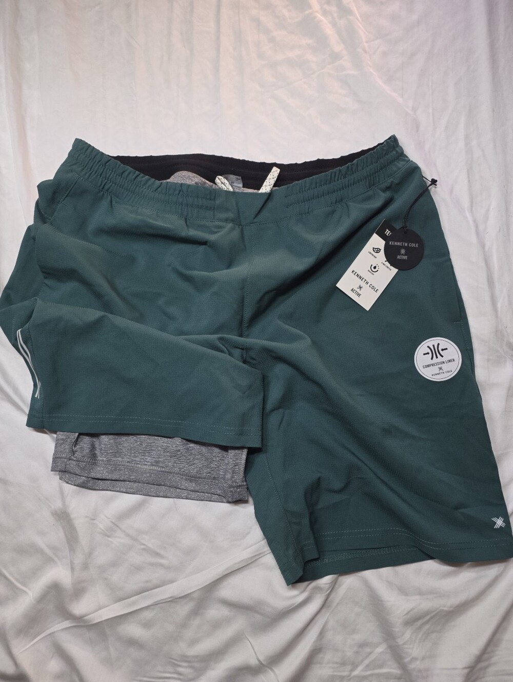 Men's Kenneth Cole Shorts XL 2 In 1 Brief Shorts Nwt Green